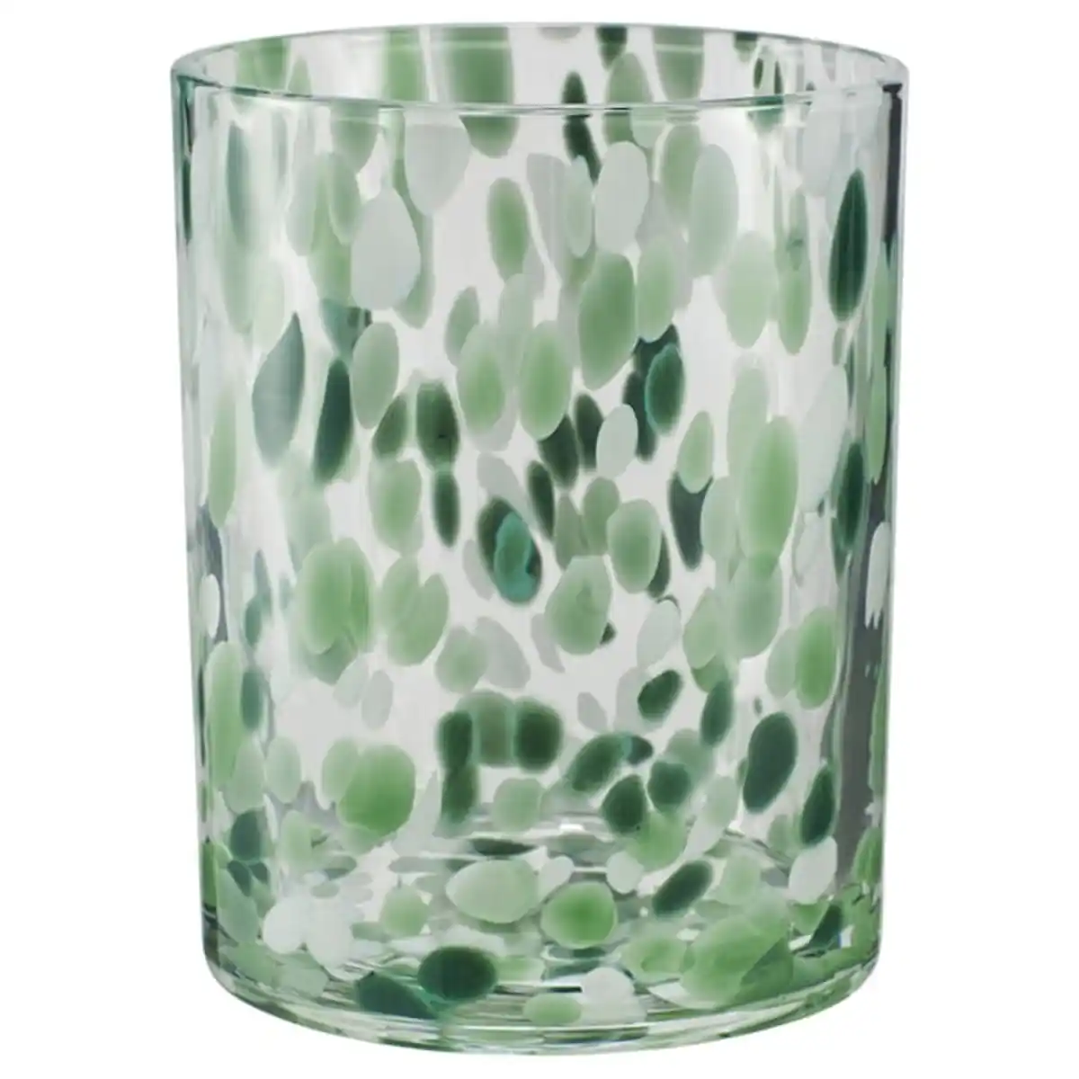 Bild 1 von VINDSTILLA Teelichthalter, Punkte/grün, 15 cm