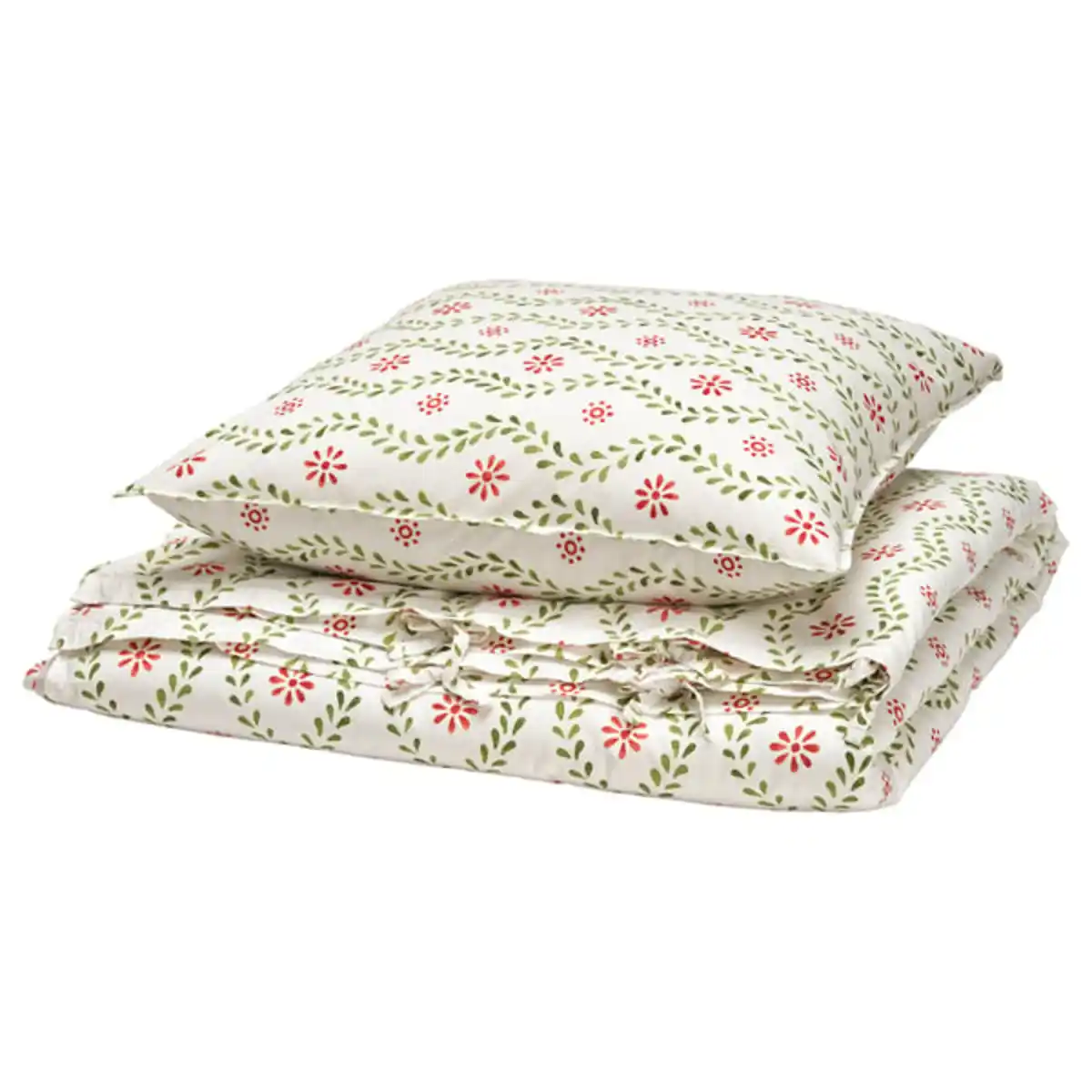 Bild 1 von FYRISVIDE Bettwäsche-Set, 2-teilig, weiß/Blumenmuster, 155x220/80x80 cm