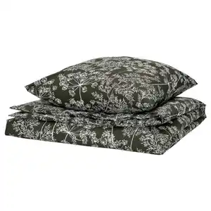 DAGGBJÖRNBÄR Bettwäsche-Set, 2-teilig, dunkelgrün/Blumenmuster, 155x220/80x80 cm