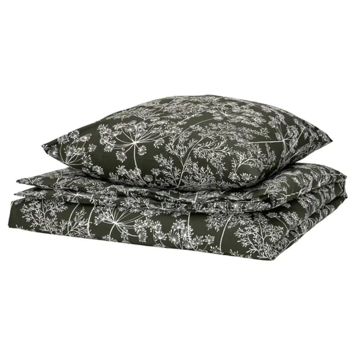Bild 1 von DAGGBJÖRNBÄR Bettwäsche-Set, 2-teilig, dunkelgrün/Blumenmuster, 155x220/80x80 cm