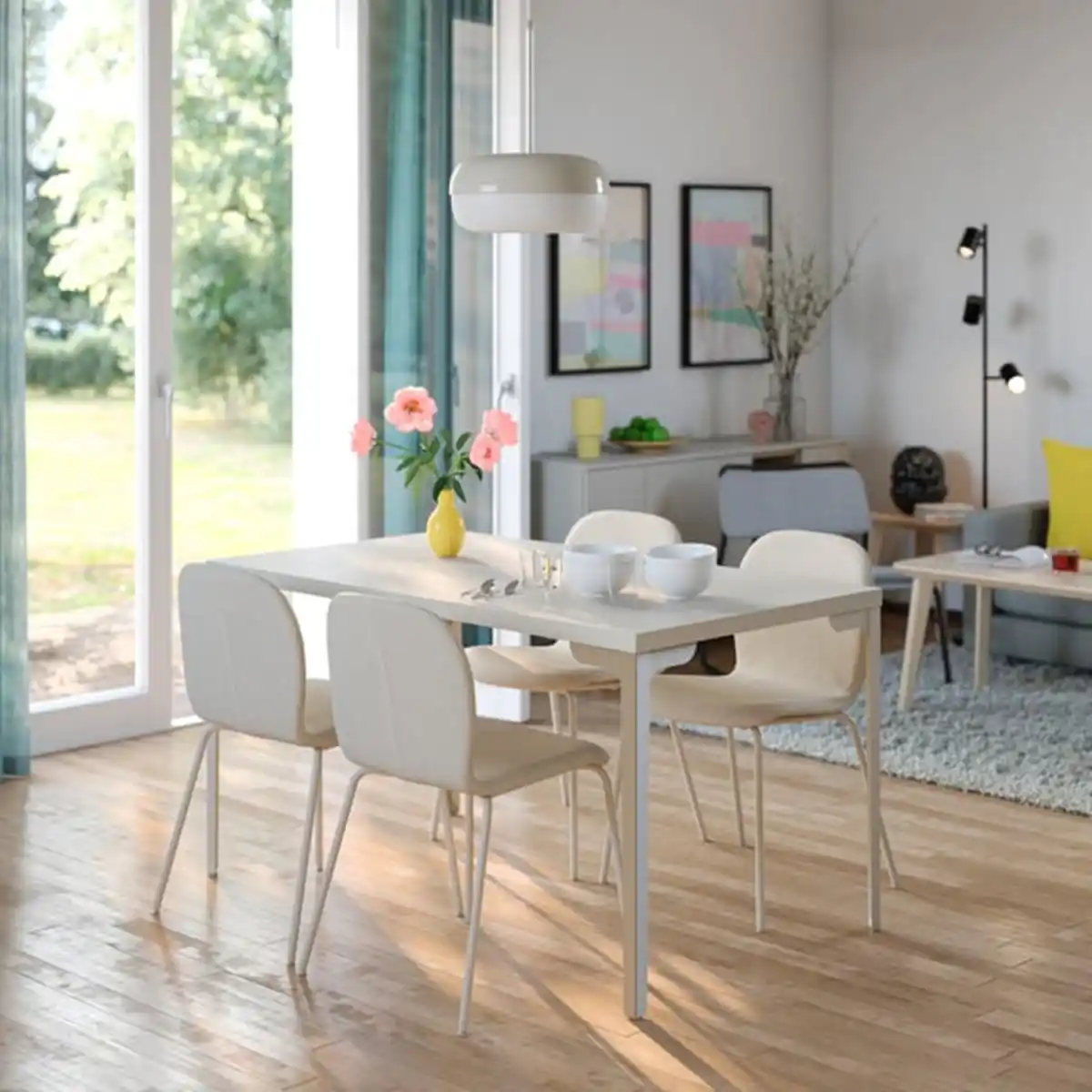 Bild 3 von SKÅLSTA Stuhl, Knäbäck beige/röhrenförmig. Metall/hell graubeige
