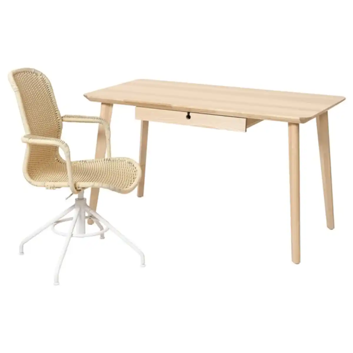 Bild 1 von LISABO / STIGBYGEL Schreibtisch und Stuhl, Eschenfurnier beige/weiß