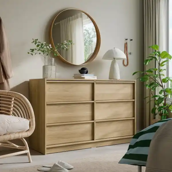 Bild 2 von ANKARUDDEN Kommode mit 6 Schubladen, mit 2 Innenschubladen/Eichenachbildung, 139x48x87 cm
