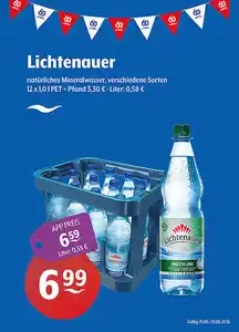 Lichtenauer natürliches Mineralwasser verschiedene Sorten