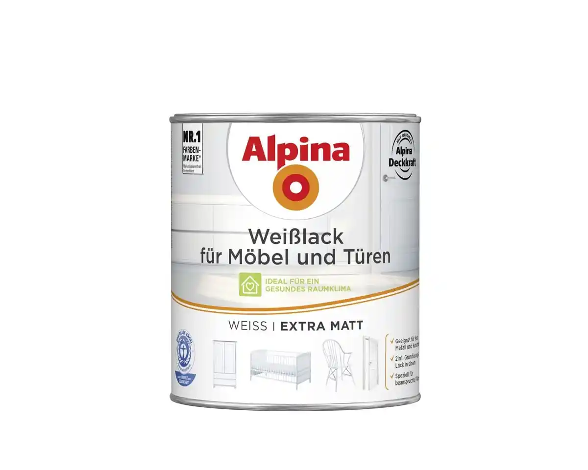 Bild 1 von Alpina Weißlack für Möbel & Türen 750 ml weiß extra matt