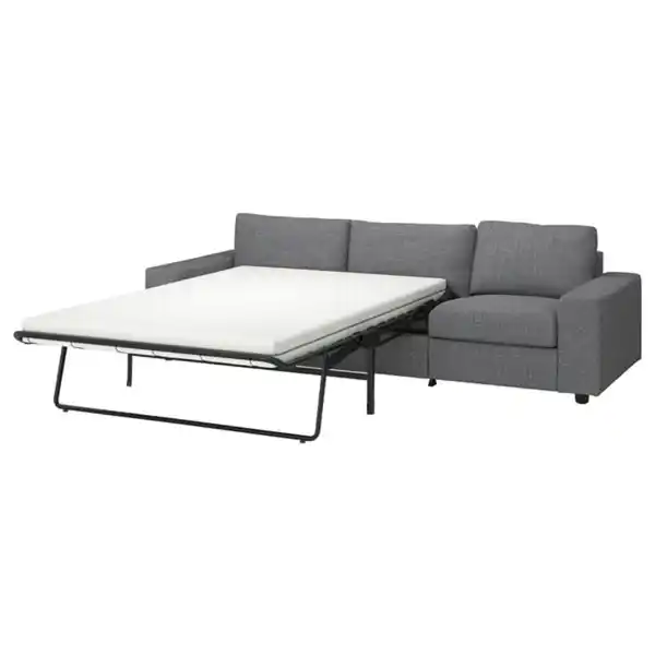 Bild 3 von VIMLE 3er-Bettsofa, mit breiten Armlehnen/Lejde grau/schwarz