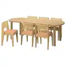 Bild 1 von STOCKHOLM 2025 / STOCKHOLM 2025 Tisch und 6 Stühle, Eichenfurnier/Eiche Rattan, 230x90 cm