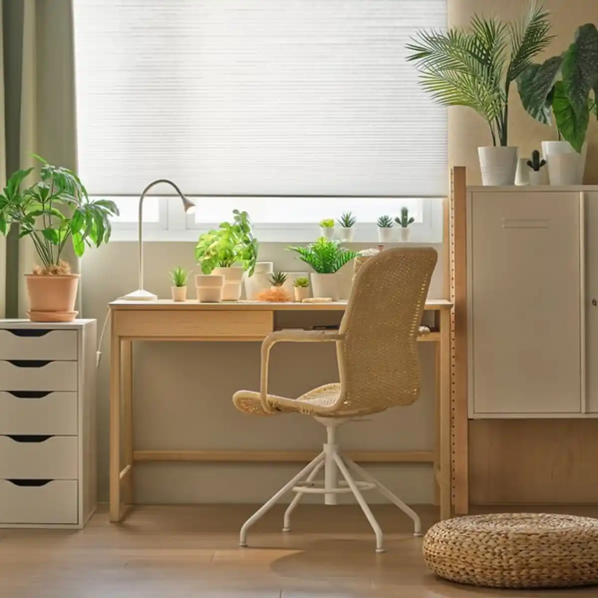 Bild 3 von BETESHÄST / STIGBYGEL Schreibtisch und Stuhl, Bambus beige/weiß