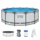 Bild 1 von BESTWAY Pool, Komplett-Set mit Filterpumpe Ø 396 x 122 cm, lichtgrau, rund