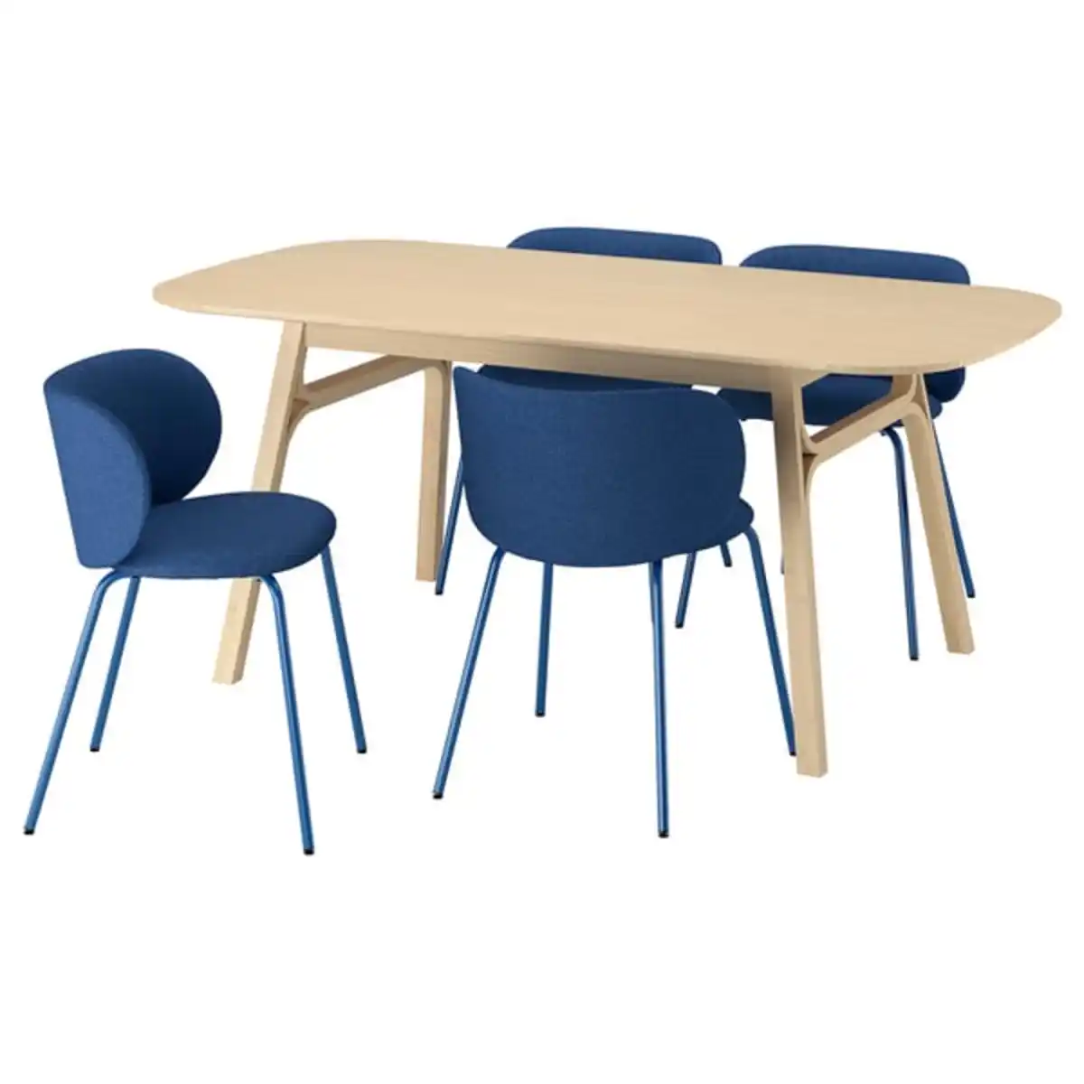 Bild 1 von VOXLÖV / KRYLBO Tisch und 4 Stühle, Bambus hell/Tonerud blau, 180x90 cm