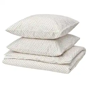 BANDKNIPPE Bettwäsche-Set, 3-teilig, weiß/beige, 240x220/80x80 cm