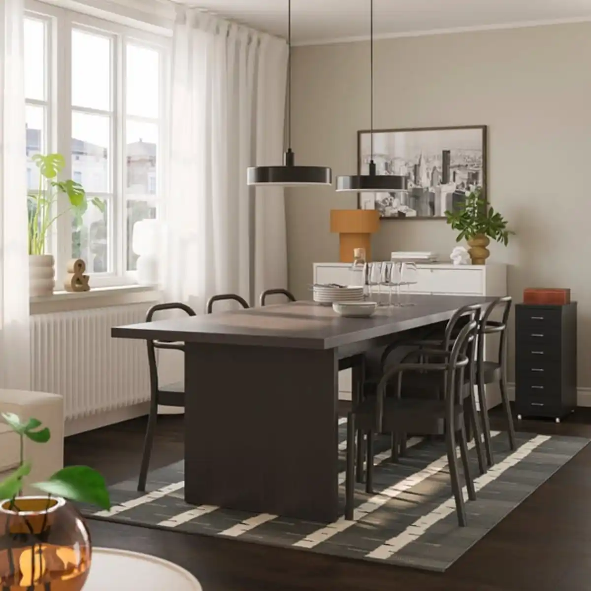 Bild 2 von BERGSHYTTAN / STOCKHOLM 2025 Tisch und 6 Stühle, Eschenfurnier dunkelbraun/dunkelbraun, 240x93 cm