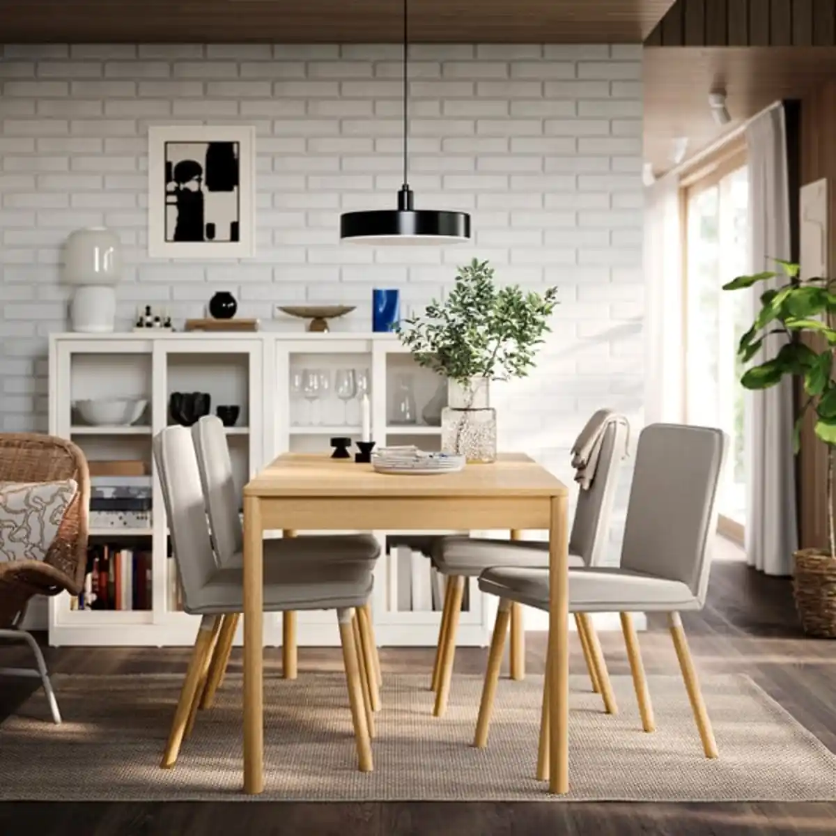 Bild 3 von TONSTAD Stuhl, Fridtuna hellbeige/Eichenachbildung