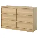 Bild 1 von ANKARUDDEN Kommode mit 6 Schubladen, mit 2 Innenschubladen/Eichenachbildung, 139x48x87 cm