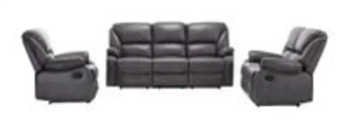 Bild 2 von 3tlg. Relaxsofa-Set mit Relaxfunktionen in Lederoptik - Grau