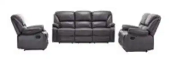 Bild 2 von 3tlg. Relaxsofa-Set mit Relaxfunktionen in Lederoptik - Grau