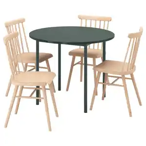 IKEA PS 2026 / HÖGVED Tisch und 4 Stühle, grün/Kiefer, 96 cm