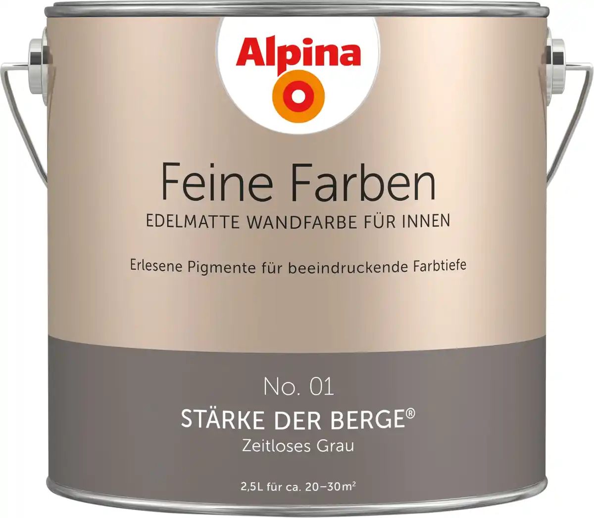 Bild 1 von Alpina Feine Farben Wandfarbe No. 01 Stärke der Berge - zeitloses grau 2,5 L