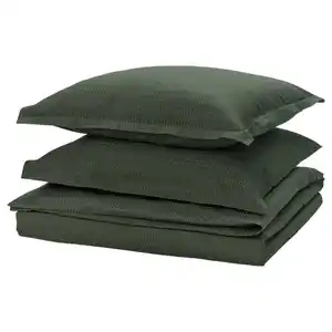 LUKTVICKER Bettwäsche-Set, 3-teilig, dunkelgrün, 240x220/80x80 cm