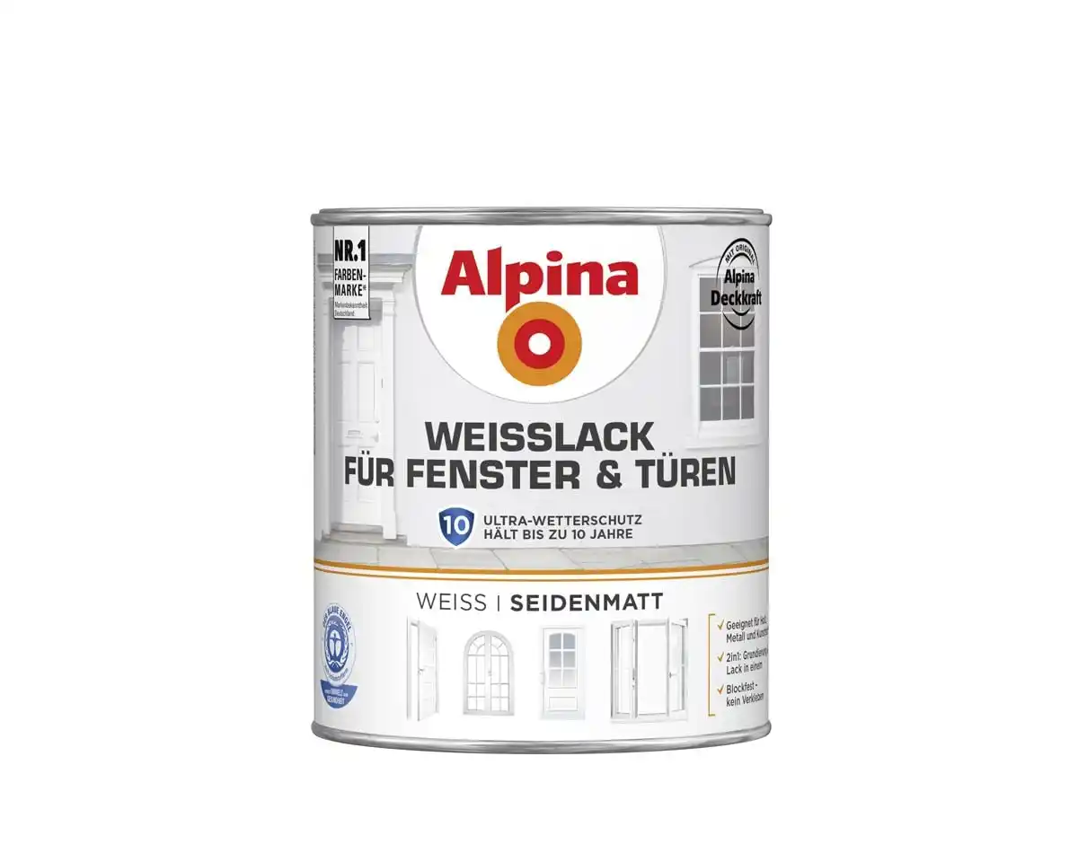 Bild 1 von Alpina Weißlack für Fenster & Türen 750 ml weiß seidenmatt