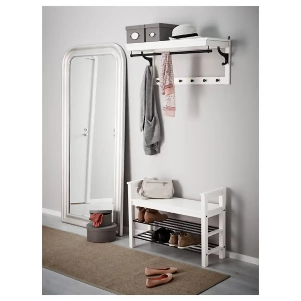 Bild 4 von HEMNES Bank mit Schuhablage, weiß, 85x32x65 cm