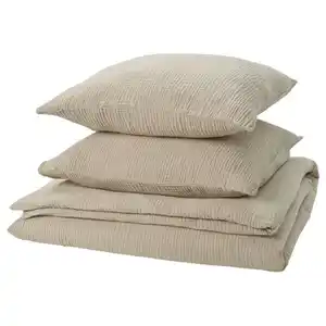 SCHERSMIN Bettwäsche-Set, 3-teilig, graubeige, 240x220/80x80 cm