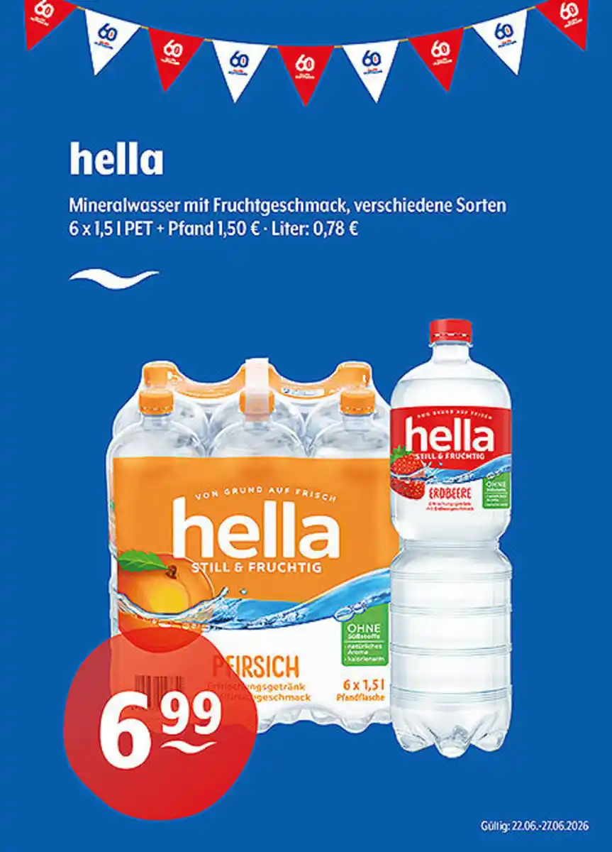 Bild 1 von hella Still & Fruchtig Mineralwasser mit Fruchtgeschmack verschiedene Sorten