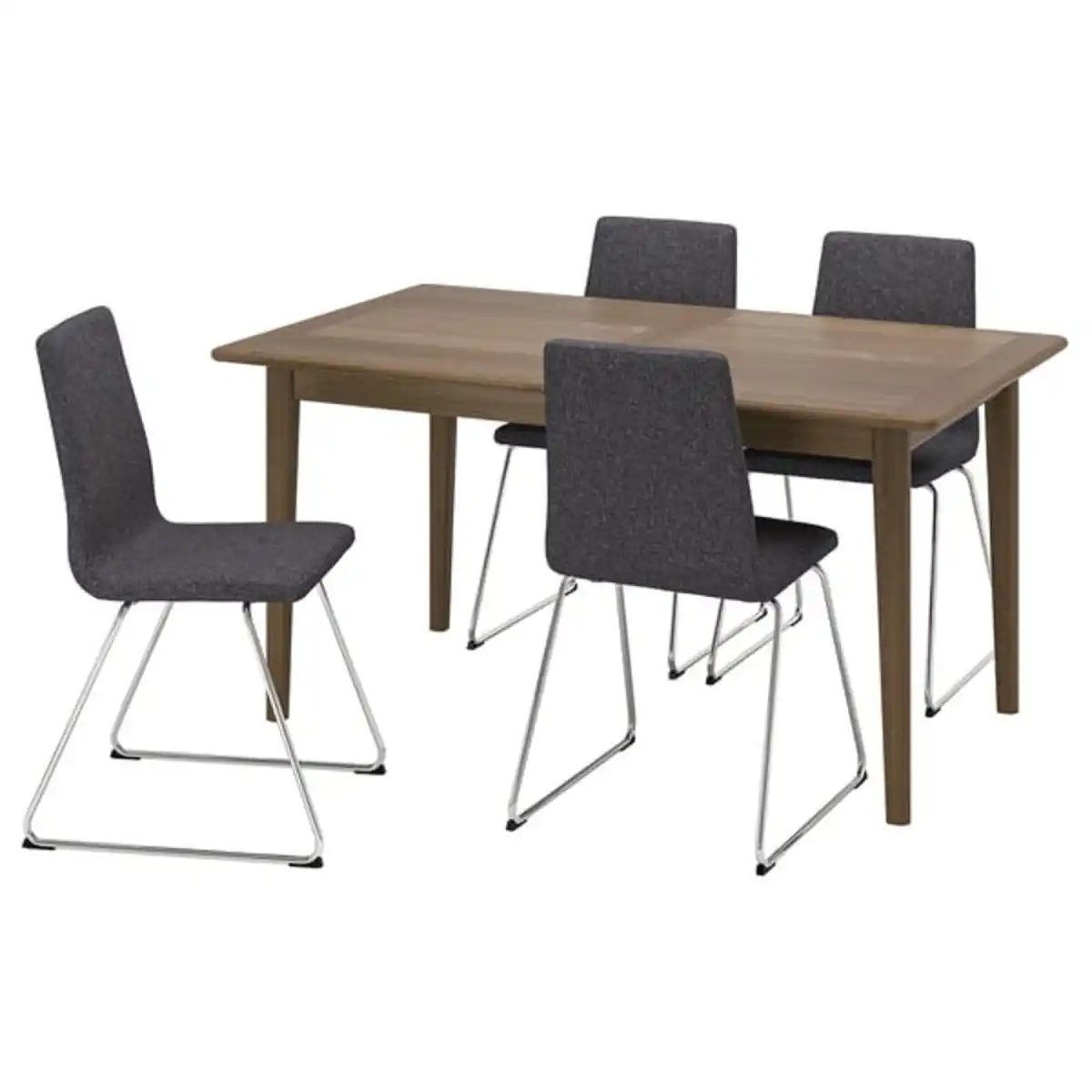 Bild 1 von SKANSNÄS / LILLÅNÄS Tisch und 4 Stühle, braun Buche/verchromt Gunnared dunkelgrau, 150/205 cm