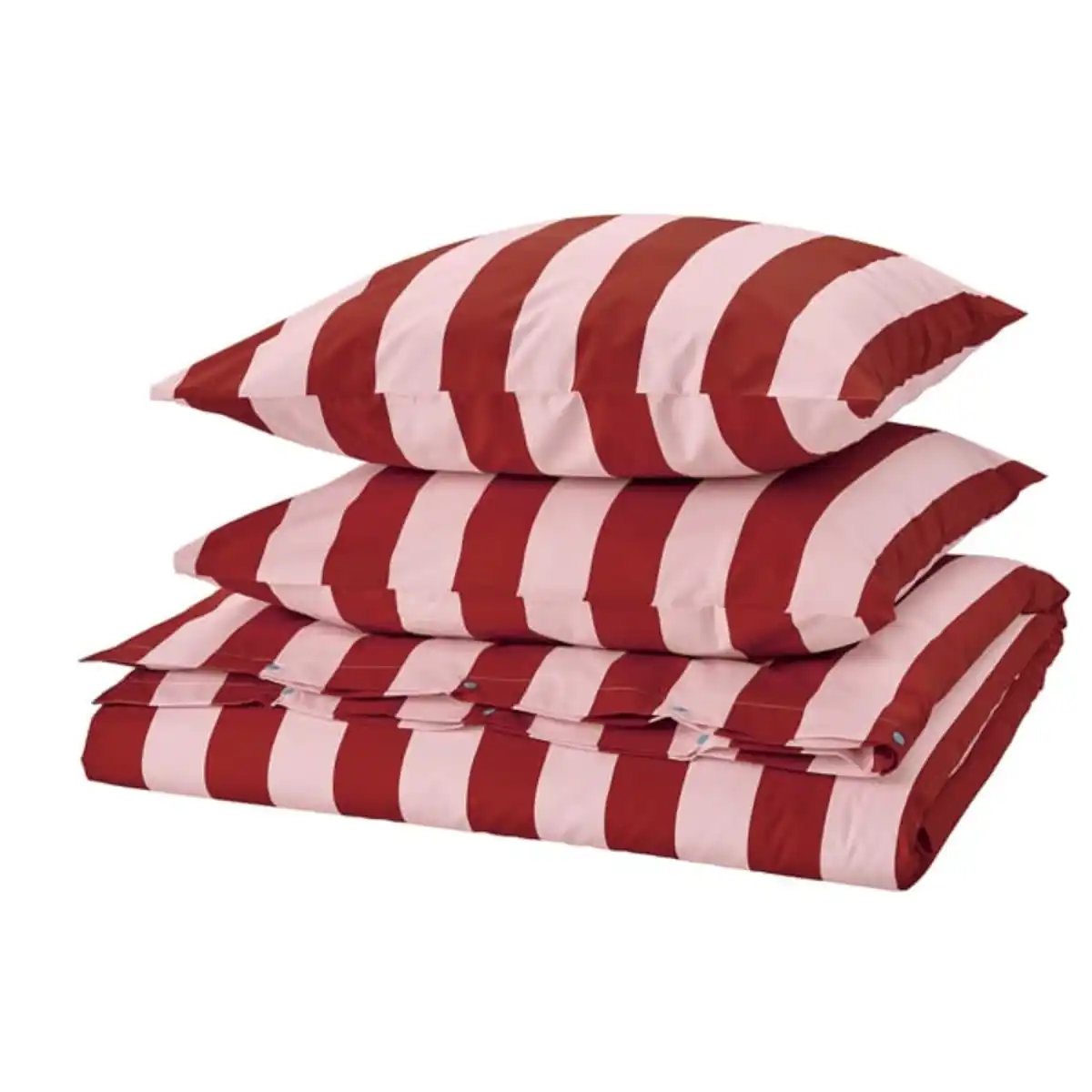 Bild 1 von SLÅNHÖSTMAL Bettwäsche-Set, 3-teilig, hellrosa dunkelrot/Streifen, 240x220/80x80 cm