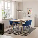 Bild 2 von VOXLÖV / KRYLBO Tisch und 4 Stühle, Bambus hell/Tonerud blau, 180x90 cm