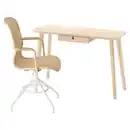 Bild 1 von LISABO / STIGBYGEL Schreibtisch und Stuhl, Eschenfurnier beige/weiß