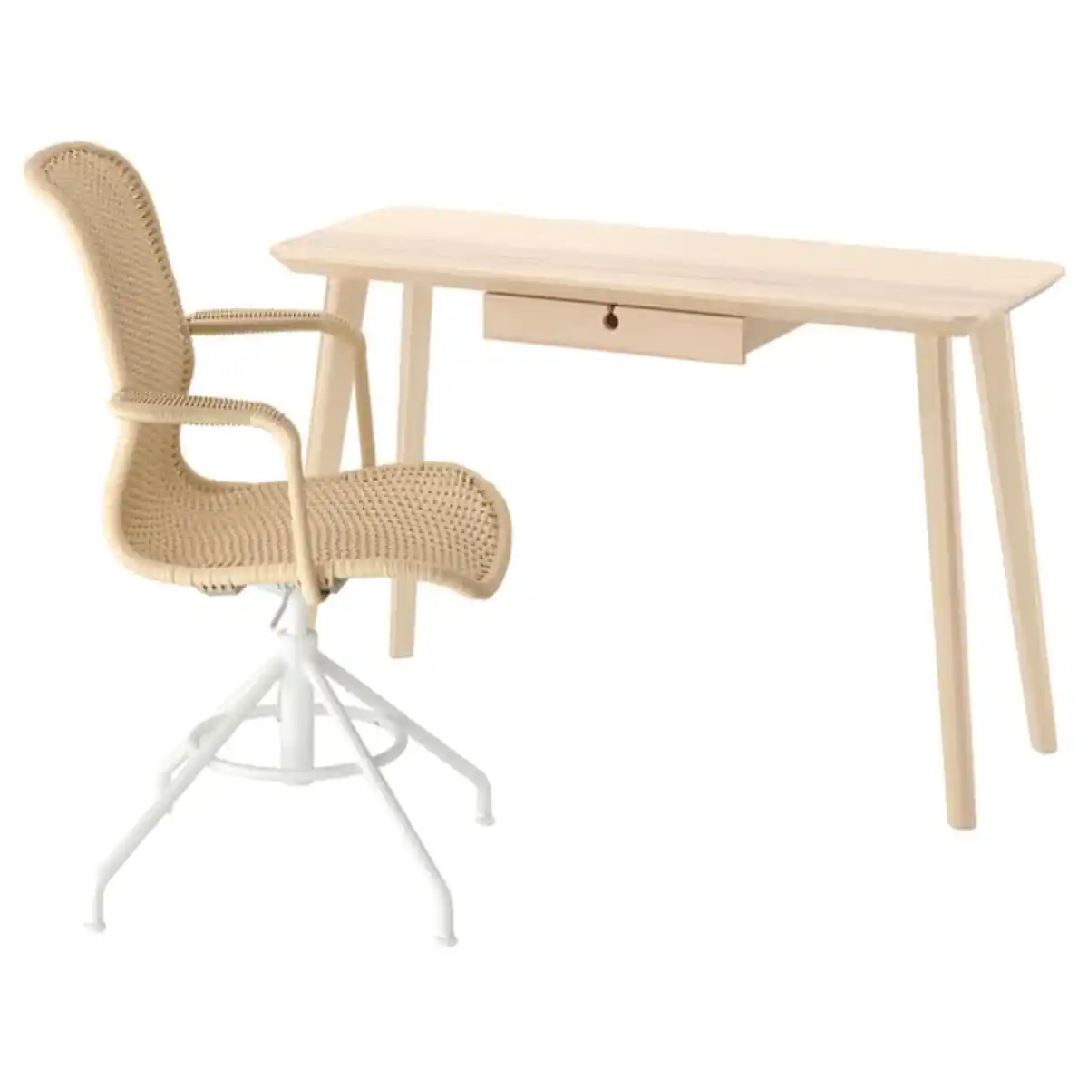 Bild 1 von LISABO / STIGBYGEL Schreibtisch und Stuhl, Eschenfurnier beige/weiß