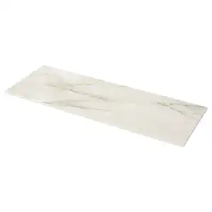 MÖCKLARP Maßarbeitsplatte, mattiert elfenbeinweiß/marmoriert Porzellankomposit, 1 m²x2.0 cm