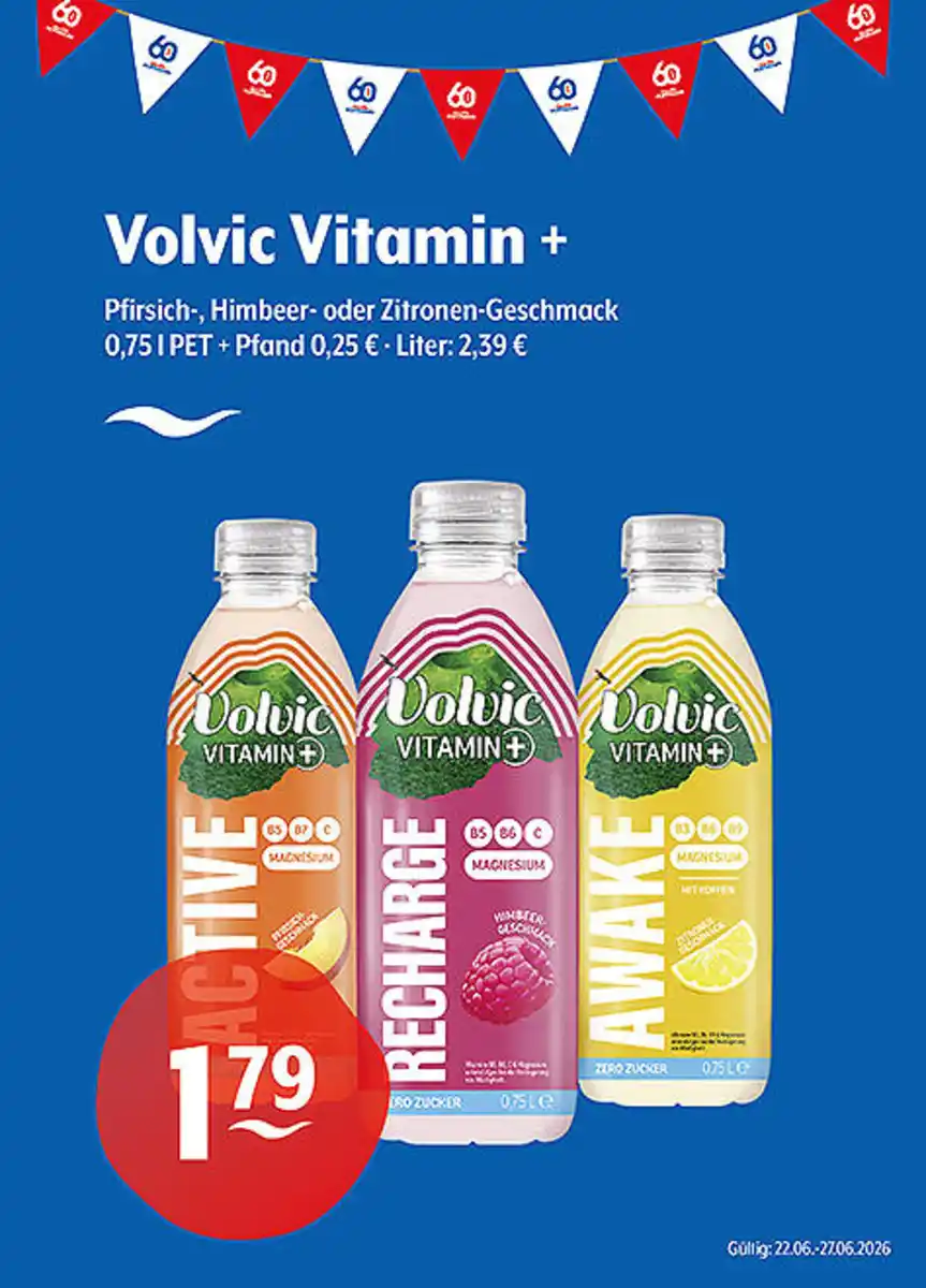 Bild 1 von Volvic VITAMIN+ Pfirsich, Himbeer- oder Zitronen-Geschmack
