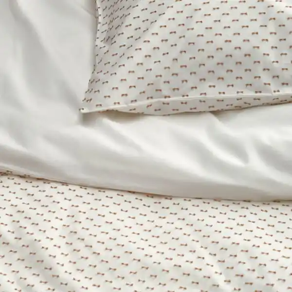 Bild 2 von BANDKNIPPE Bettwäsche-Set, 3-teilig, weiß/beige, 240x220/80x80 cm