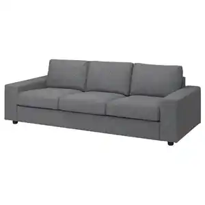 VIMLE 3er-Bettsofa, mit breiten Armlehnen/Lejde grau/schwarz