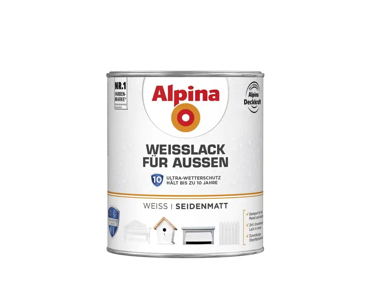 Bild 1 von Alpina Weißlack für Außen 750 ml weiß seidenmatt