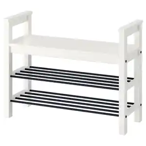 HEMNES Bank mit Schuhablage, weiß, 85x32x65 cm