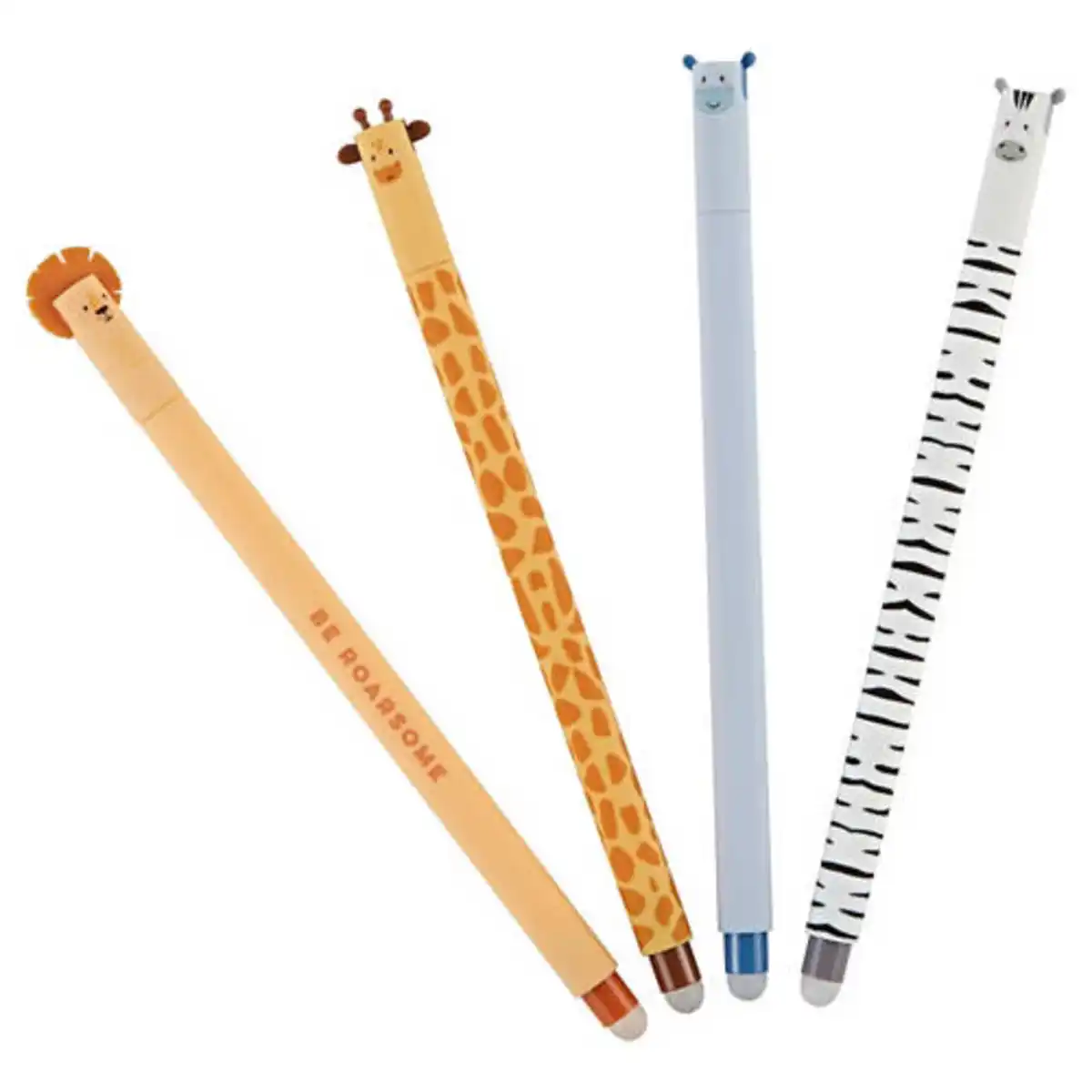 Bild 1 von HOME CREATION Radierbare Tintenroller/Highlighter, Safari-Tiere, Stifte 4er-Pack