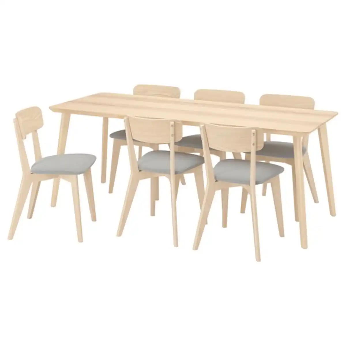 Bild 1 von LISABO / LISABO Tisch und 6 Stühle, Esche/Tallmyra weiß/schwarz, 200x78 cm