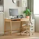 Bild 3 von BETESHÄST / HATTEFJÄLL Schreibtisch und Stuhl, Bambus beige/weiß