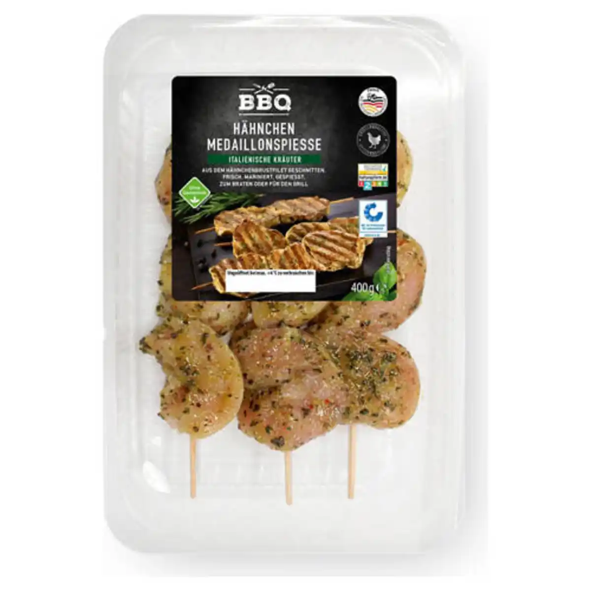 Bild 1 von BBQ Hähnchen-Medaillonspieß 400 g, Italienische Kräuter
