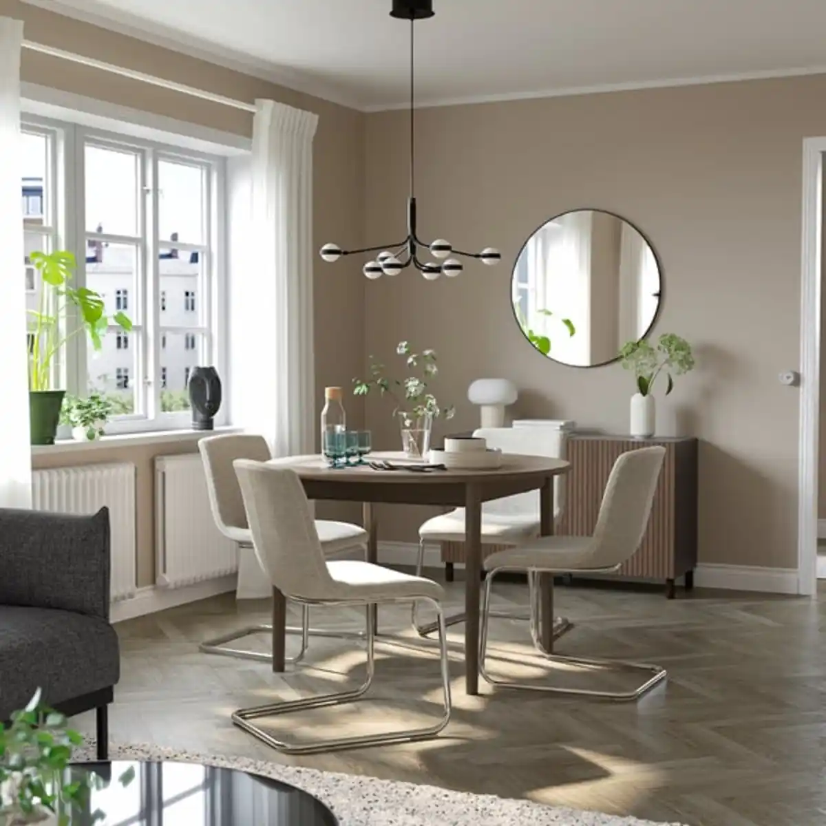 Bild 3 von SKANSNÄS / LUSTEBO Tisch und 4 Stühle, braun Buche/Viarp beige/braun, 115/170 cm