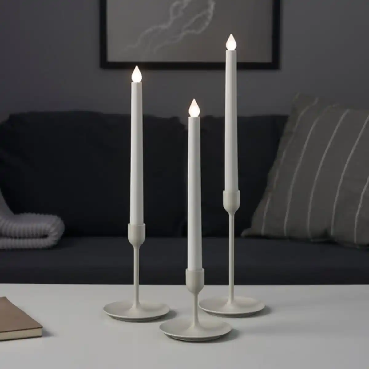 Bild 2 von FULLTALIG Kerzenständer 3er-Set, hellgrau/beige
