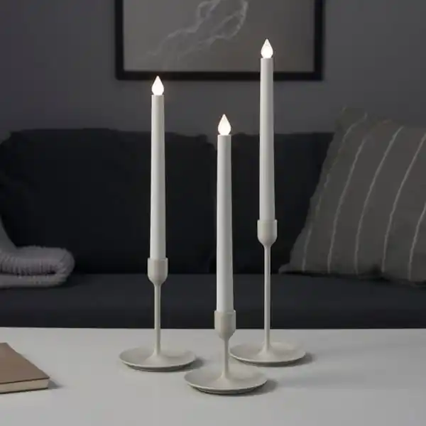Bild 2 von FULLTALIG Kerzenständer 3er-Set, hellgrau/beige