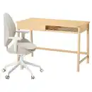 Bild 1 von BETESHÄST / HATTEFJÄLL Schreibtisch und Stuhl, Bambus beige/weiß