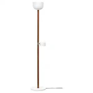 MOSSPLYM Deckenfluter/Leseleuchte, opalweiß Glas/dunkelbraun Eiche, 180 cm
