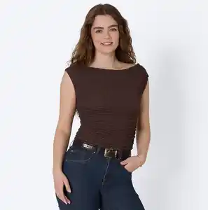 Damen-T-Shirt mit Crepe-Struktur