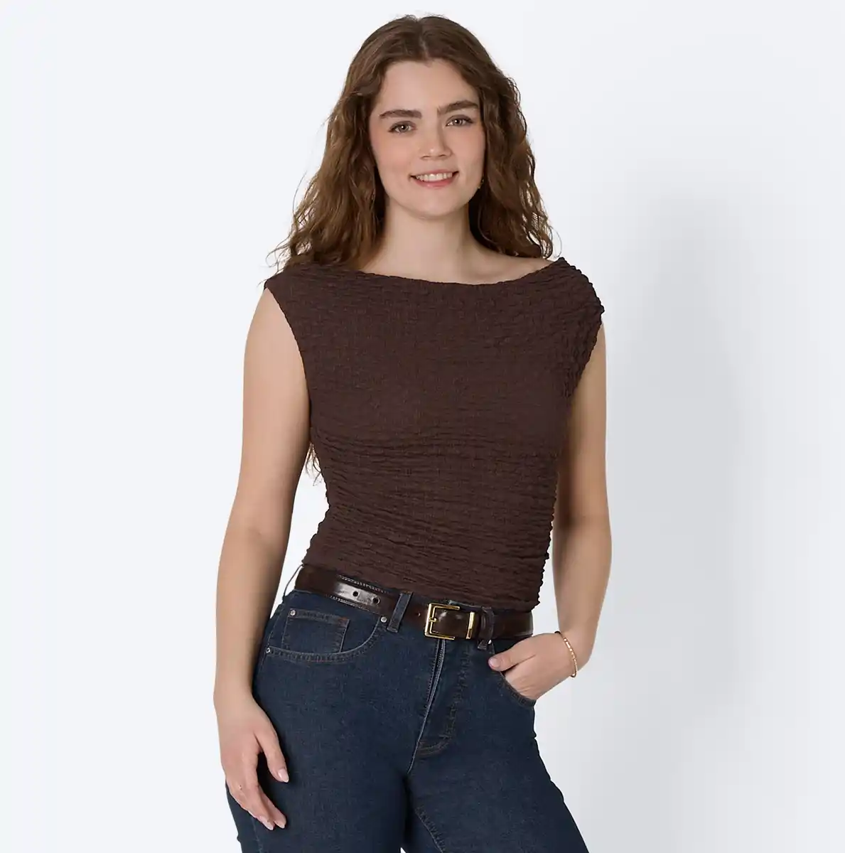 Bild 1 von Damen-T-Shirt mit Crepe-Struktur