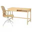Bild 1 von BETESHÄST / STIGBYGEL Schreibtisch und Stuhl, Bambus beige/weiß